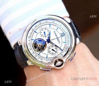 Best Fake Cartier ballon bleu Tourbillon 45mm Watches White Dial